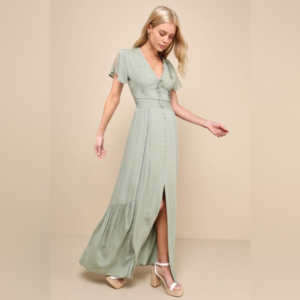 Lulu’s Green Boho Maxi Dress Size S